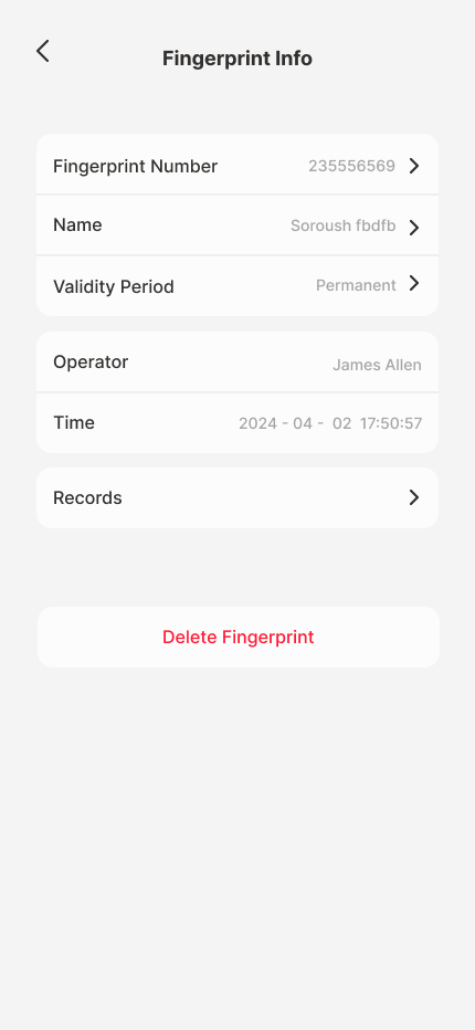 Fingerprint Info